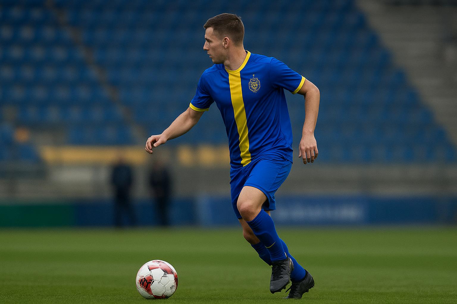 Sieben Dewaele van SK Beveren in wedstrijdfocus op het middenveld
