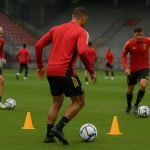 Sfeerbeeld van een training van de Rode Duivels in aanloop naar een oefeninterland