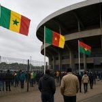 Neutrale foto van een Afrika Cup-stadionomgeving in aanloop naar een wedstrijd