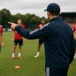Óscar García geeft instructies tijdens een trainingsmoment bij Ajax
