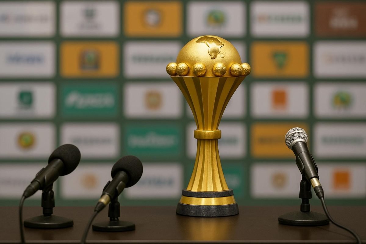 Afrika Cup-trofee in een neutrale setting tijdens een CAF-moment