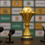Afrika Cup-trofee in een neutrale setting tijdens een CAF-moment