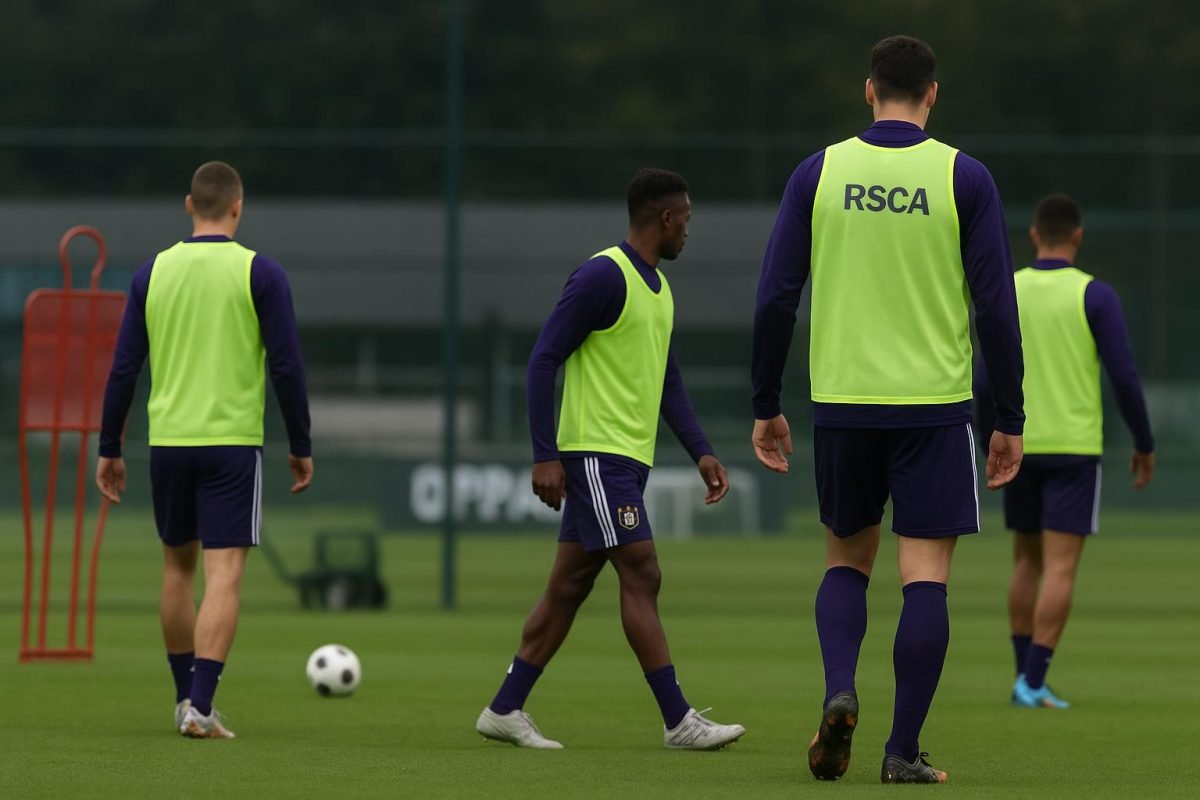 Trainingsmoment bij RSC Anderlecht met focus op revalidatie en terugkeer in de selectie