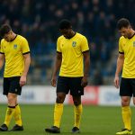 Spelers van KVC Westerlo reageren teleurgesteld na het 0-0-gelijkspel tegen Union.