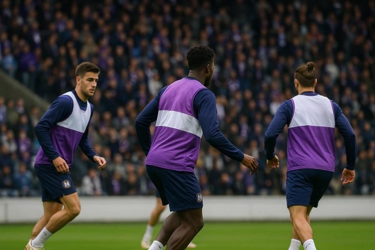 Open training van RSC Anderlecht met supporters in de tribunes richting de match tegen Cercle Brugge