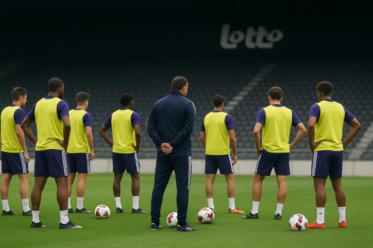 Jérémy Taravel tijdens een trainingsmoment van RSC Anderlecht in het Lotto Park