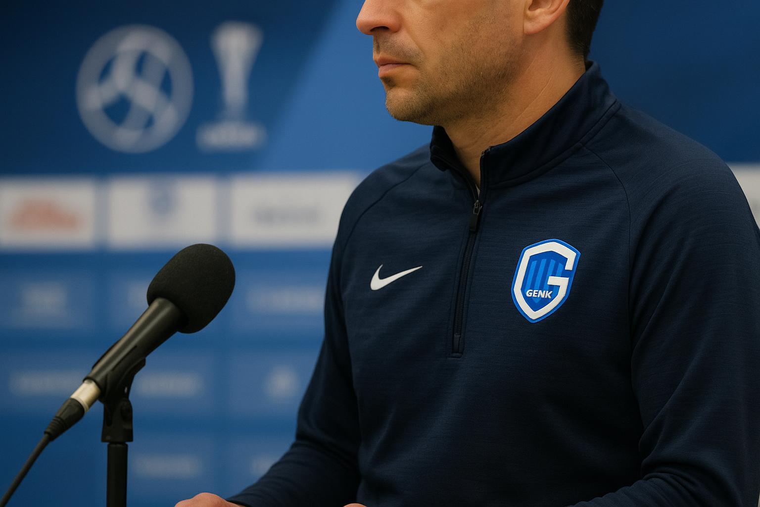 Dimitri De Condé van KRC Genk in een persmoment in aanloop naar een Europese wedstrijd