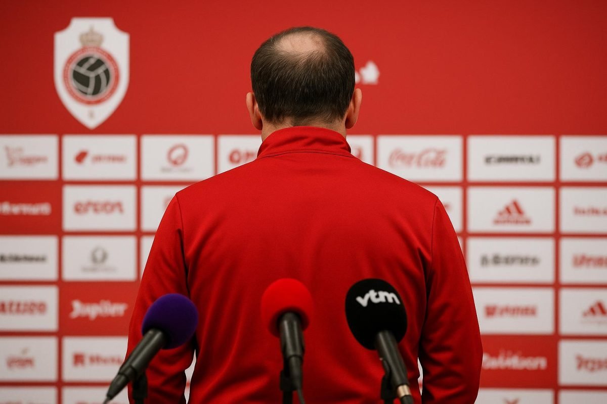 Stef Wils langs de zijlijn in de Bosuil tijdens een wedstrijd van Royal Antwerp FC