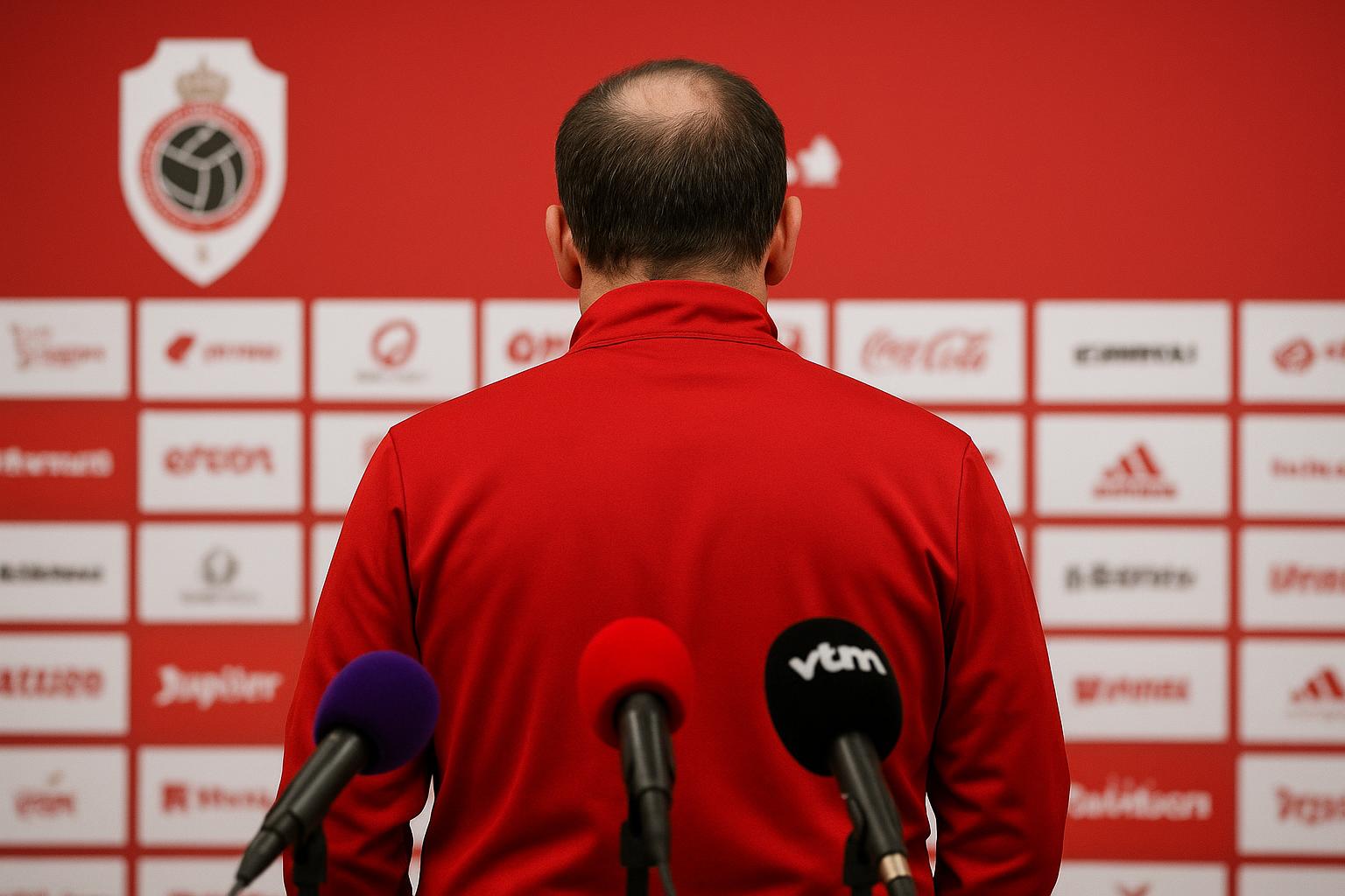 Stef Wils langs de zijlijn in de Bosuil tijdens een wedstrijd van Royal Antwerp FC