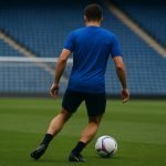 Emmanuel Fernandez van Rangers op training, gezien vanop de rug