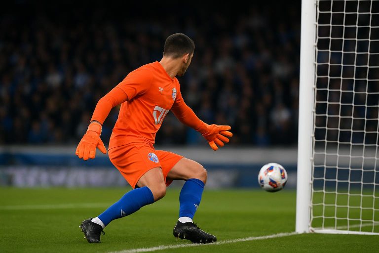 Mike Penders in actie als doelman bij Strasbourg