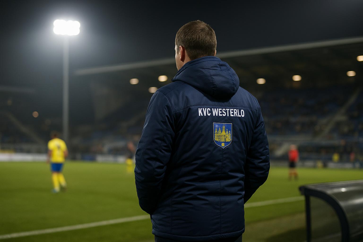 Issame Charai, trainer van KVC Westerlo, langs de zijlijn tijdens een wedstrijd