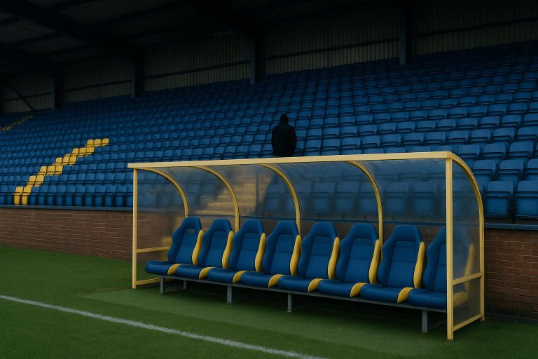 Beeld van een stadionomgeving bij Torquay United in aanloop naar een wedstrijd