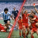 Belgische spelers op WK 1986 in actie in het Azteca-stadion