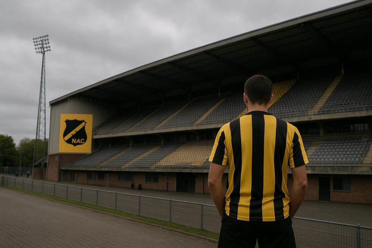 Stadionomgeving bij NAC Breda in wedstrijdcontext, zonder herkenbare gezichten.