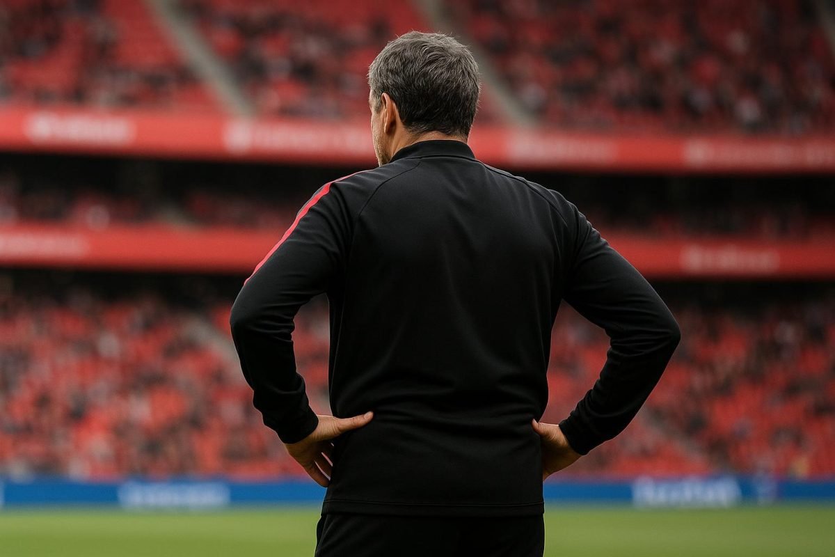 Ernesto Valverde langs de zijlijn als trainer van Athletic Club in San Mamés
