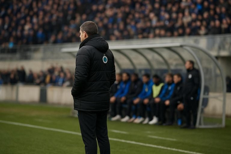 Ivan Leko langs de zijlijn bij Club Brugge tijdens een wedstrijd in het Dudenpark.