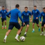 KAA Gent werkt een training af tijdens de voorbereiding op de Champions’ Play-offs