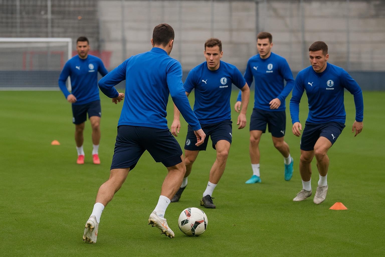 KAA Gent werkt een training af tijdens de voorbereiding op de Championsโ Play-offs