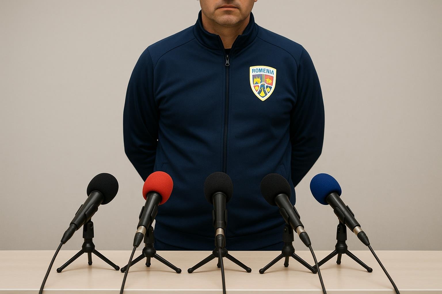 Gheorghe Hagi als nieuwe bondscoach van Roemenië tijdens een persmoment