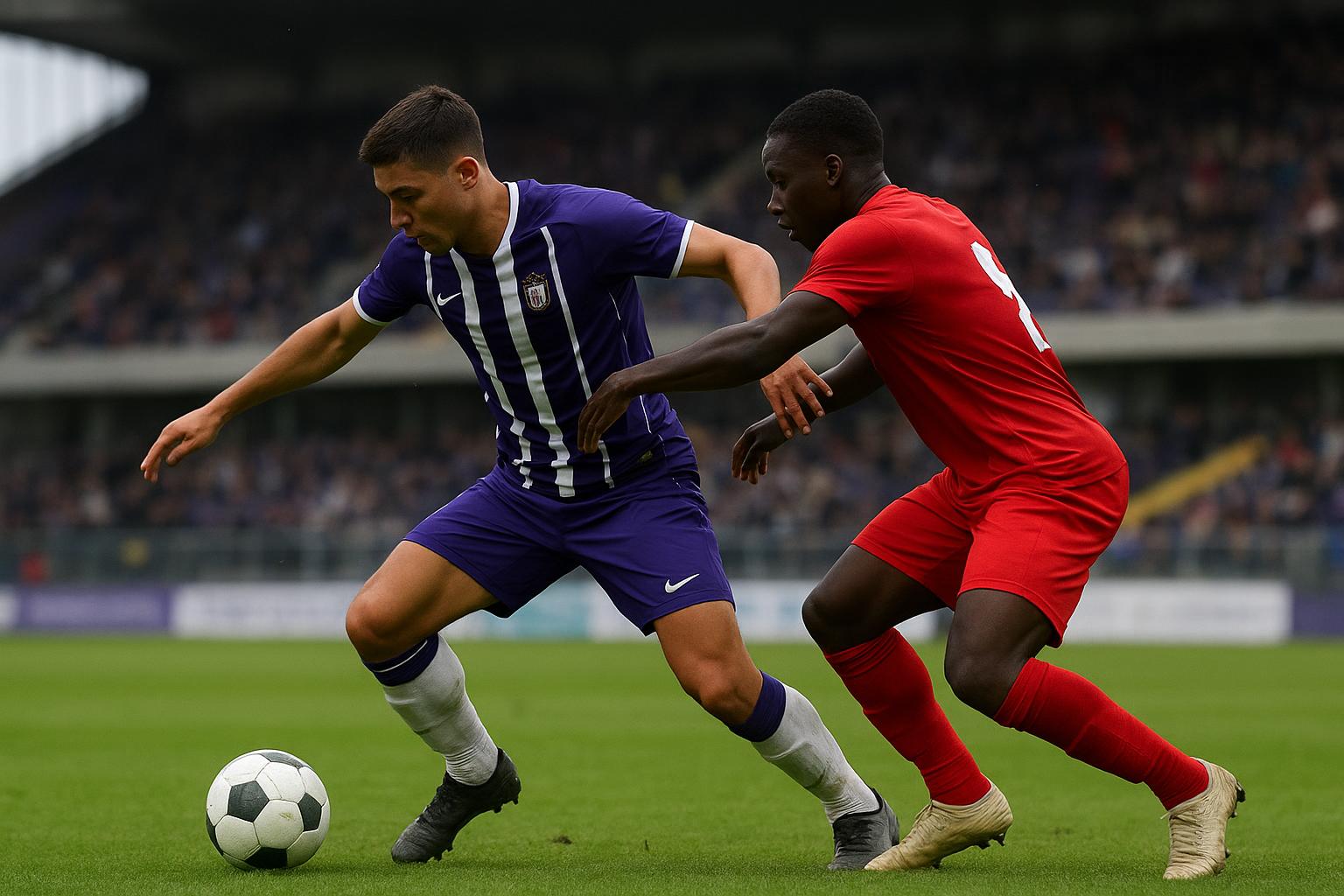 Sfeerbeeld bij RSC Anderlecht tijdens een wedstrijdmoment met een speler op de flank.