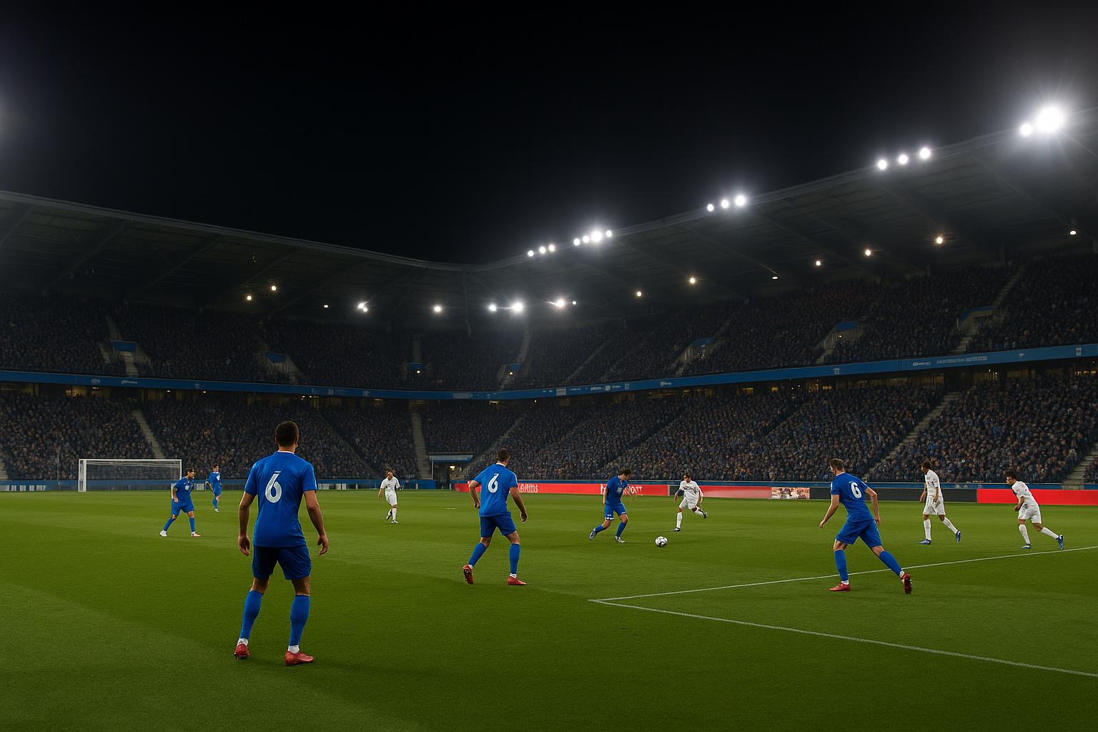 Sfeerbeeld in het stadion van KRC Genk tijdens de Europe Play-offs
