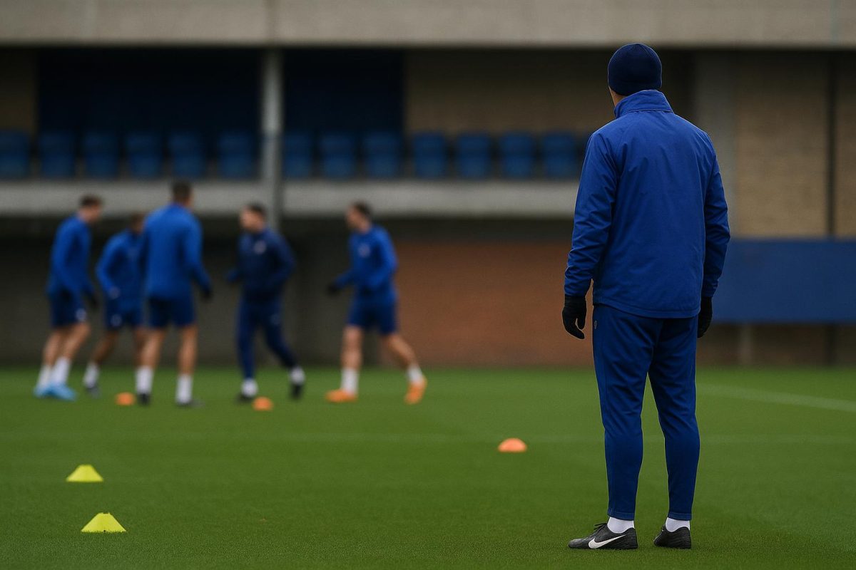 Chelsea-training met Enzo Fernández op de achtergrond zonder herkenbare gezichten