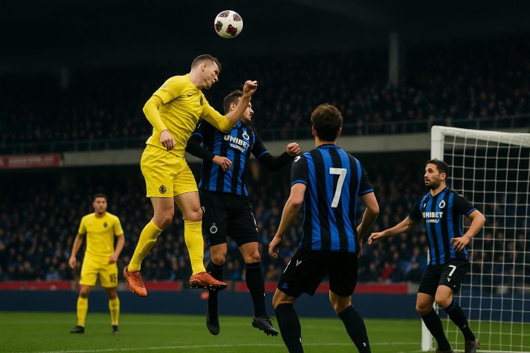 Spelmoment tijdens Union Saint-Gilloise tegen Club Brugge in de Jupiler Pro League