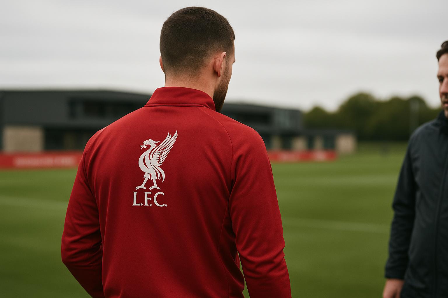Ibrahima Konaté van Liverpool op het trainingsveld, gezien van achteren