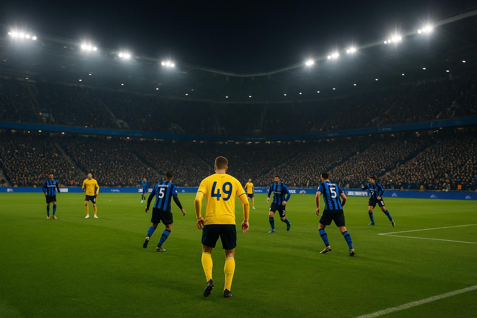 Sfeerbeeld in een stadion tijdens de titelstrijd tussen Union en Club Brugge