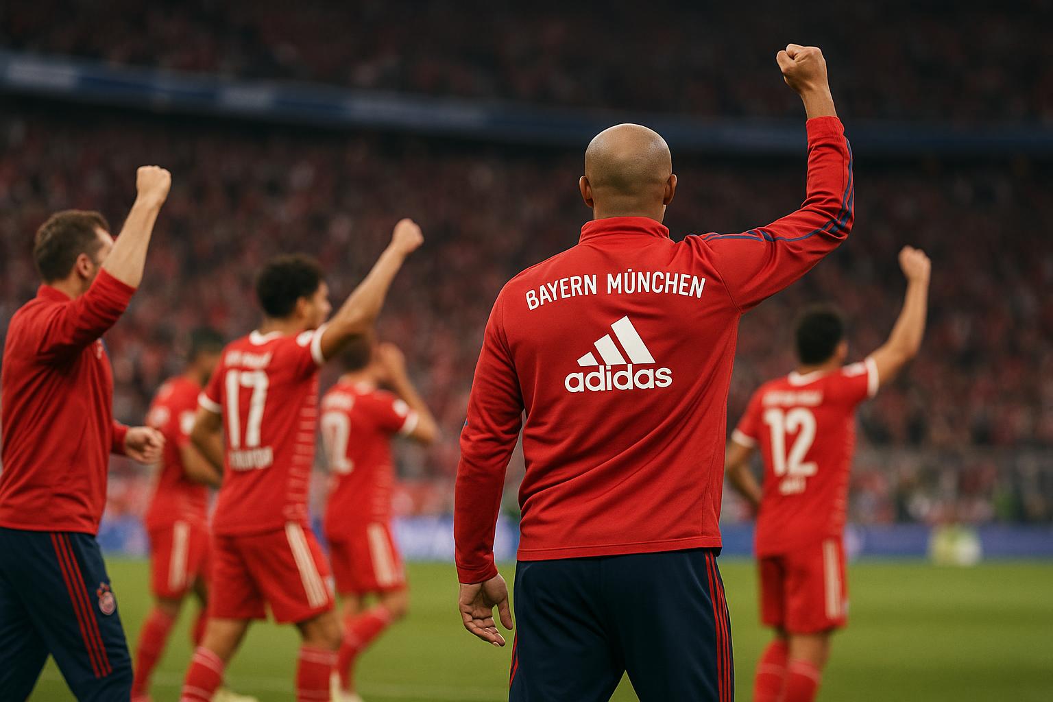 Vincent Kompany langs de zijlijn bij Bayern München na het binnenhalen van de landstitel