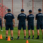 Aaron Danks van Bayern München aan de zijlijn tijdens een trainingsmoment