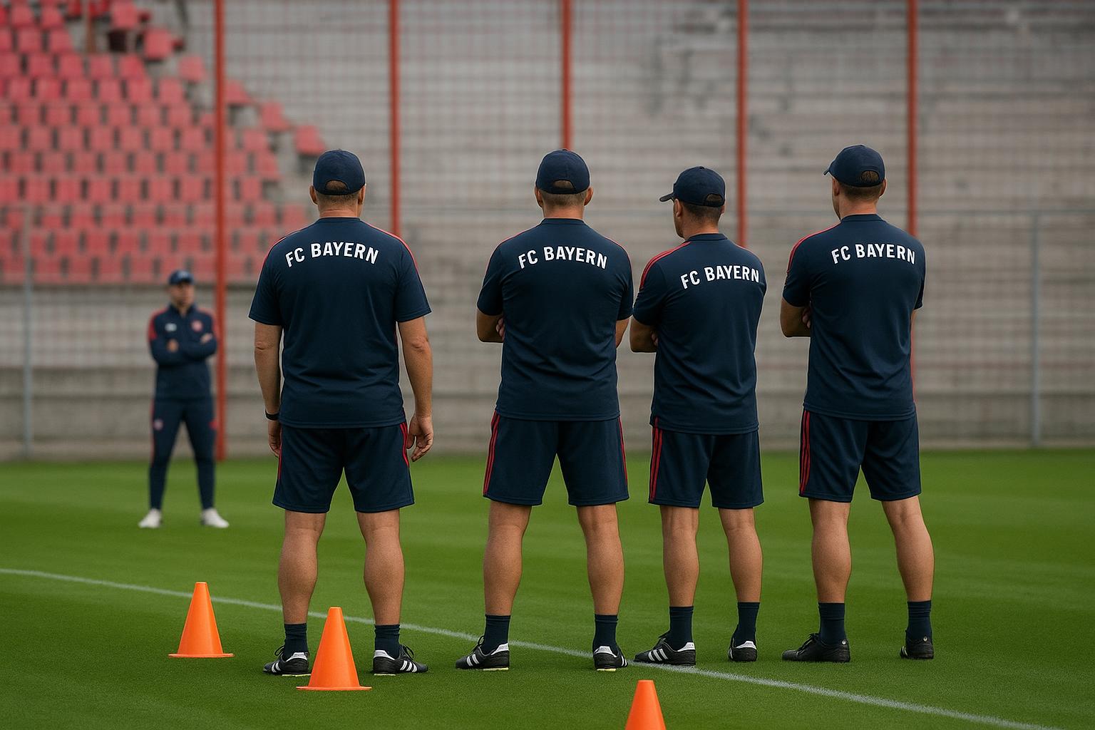 Aaron Danks van Bayern München aan de zijlijn tijdens een trainingsmoment