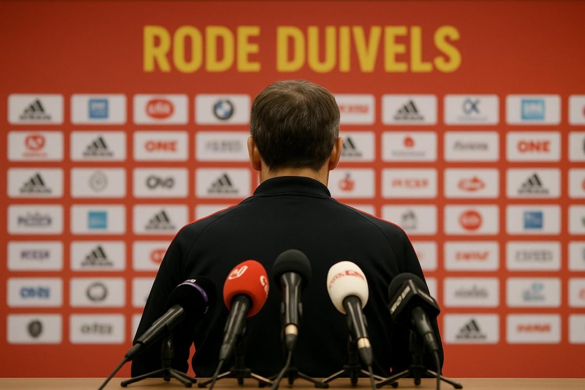 Rudi Garcia, bondscoach van de Rode Duivels, tijdens een persmoment