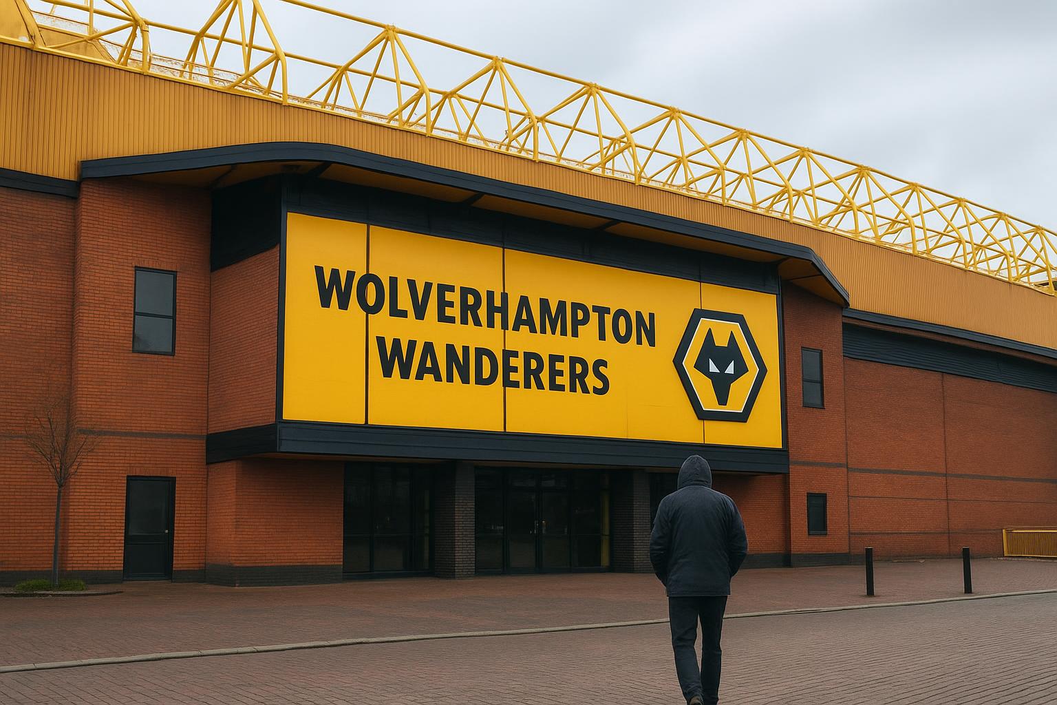 Sfeershot rond het stadion van Wolverhampton Wanderers na de bevestigde degradatie