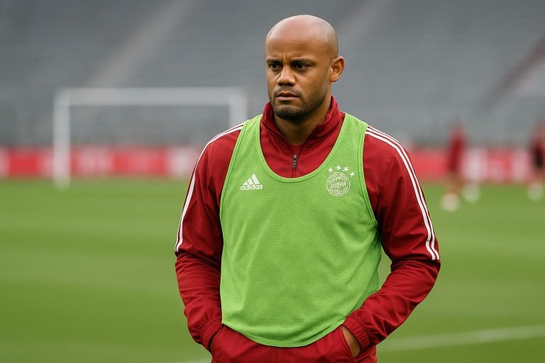 Vincent Kompany als trainer van Bayern München langs de zijlijn