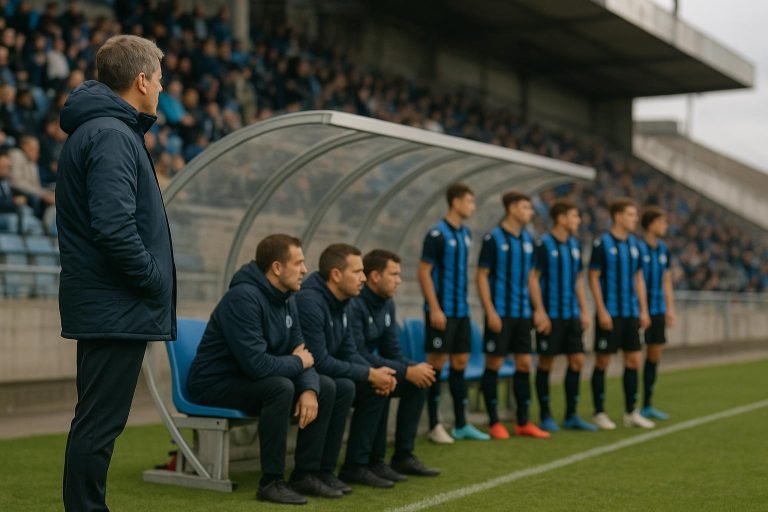 Jonas De Roeck langs de zijlijn bij Club Brugge U19 na de Youth League-finale