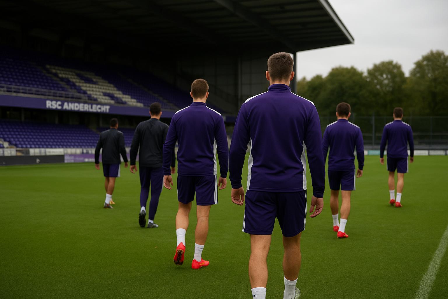 RSC Anderlecht-spelers op training met focus op de groep, zonder herkenbare gezichten