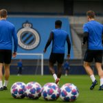 Sfeerbeeld van Club Brugge tijdens een training met focus op het middenveld