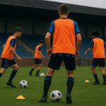 Aleksandar Stankovic van Club Brugge tijdens een trainingsmoment op het veld.