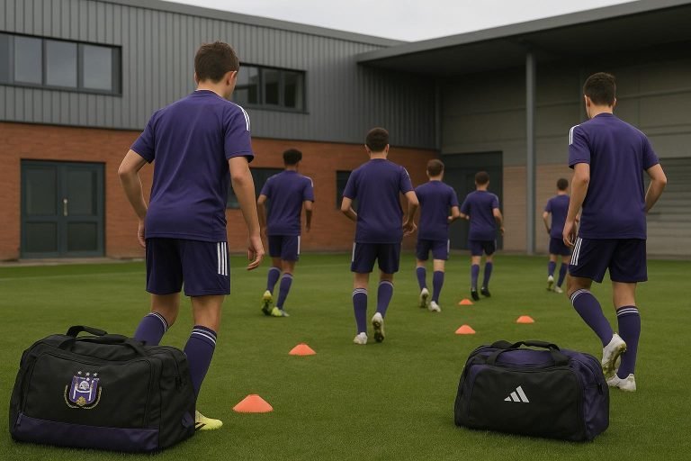 Beeld van een jeugdcontext bij RSC Anderlecht zonder herkenbare gezichten