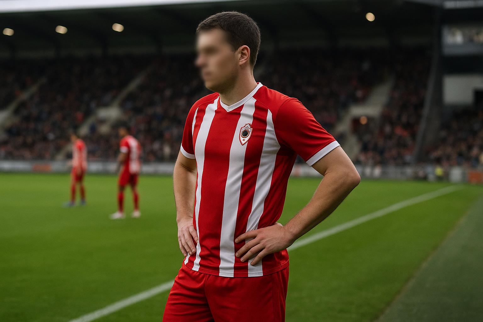 Spelers van Royal Antwerp FC vieren op het veld zonder herkenbare gezichten