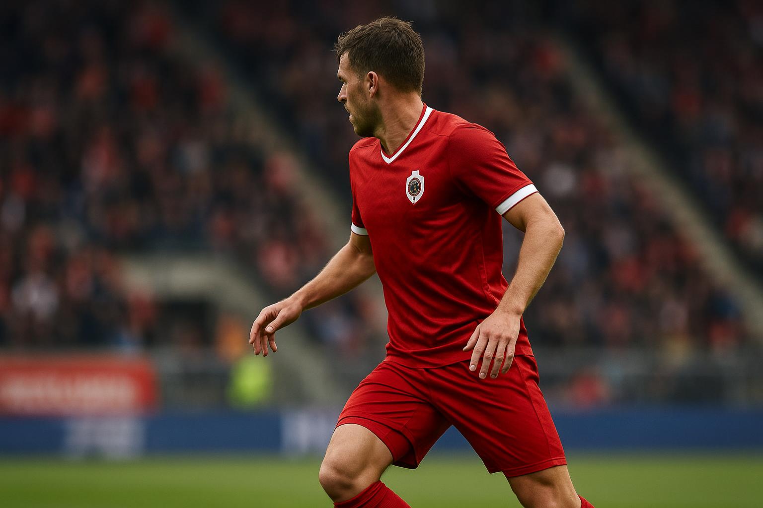Christopher Scott van Royal Antwerp FC viert na een doelpunt in een wedstrijd.