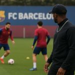 Trainingssituatie bij FC Barcelona met Winston Bogarde in beeld, zonder herkenbare gezichten