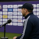 Jérémy Taravel van Anderlecht tijdens een persmoment in aanloop naar de match op Stayen.