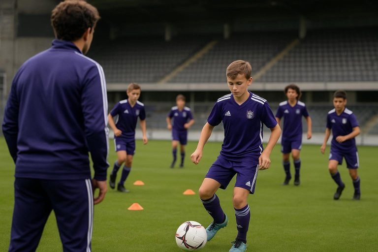 Trainingcontext bij RSC Anderlecht met focus op jeugdspelers van Neerpede