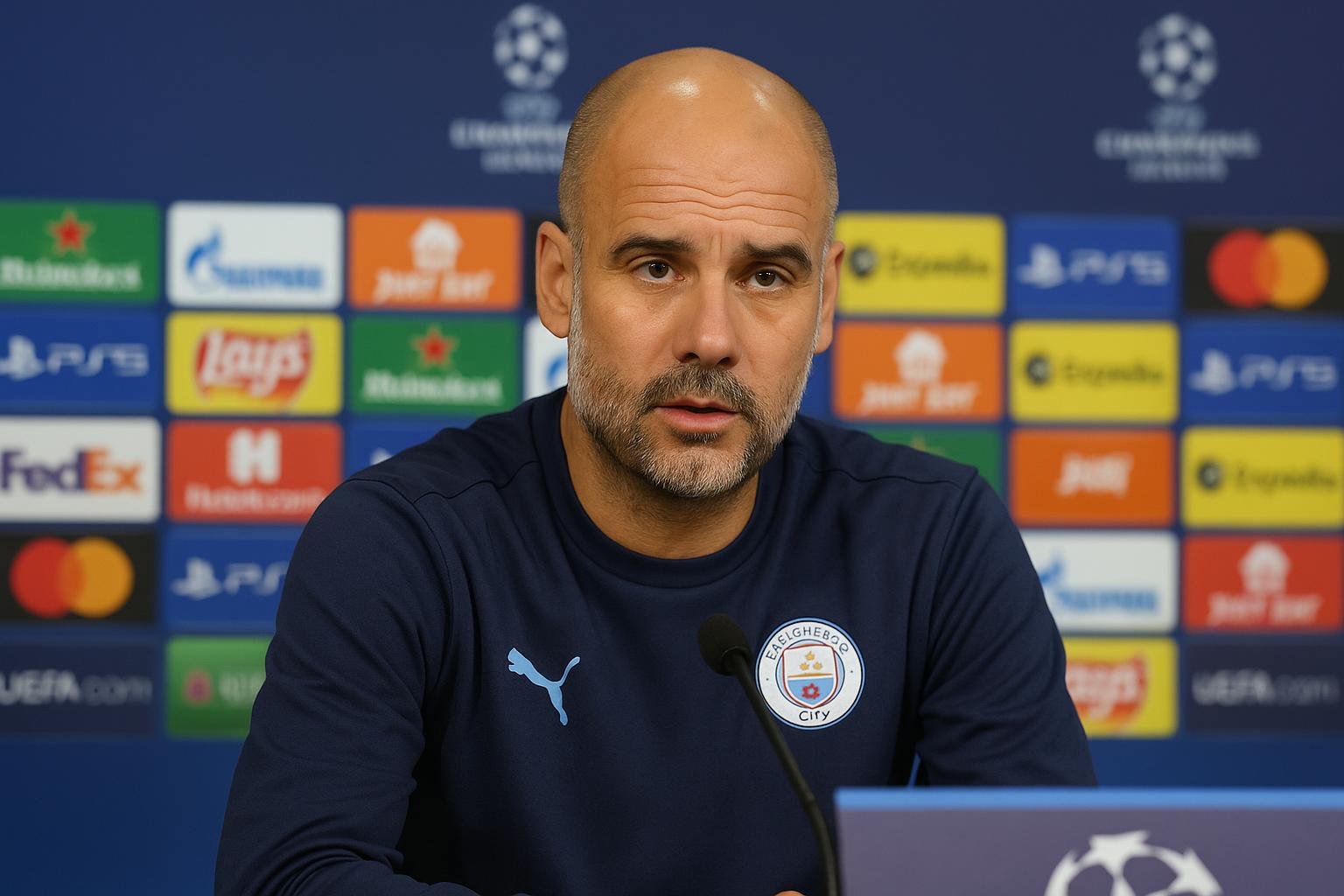 Pep Guardiola spreekt op een persconferentie over Vincent Kompany en Bayern München.