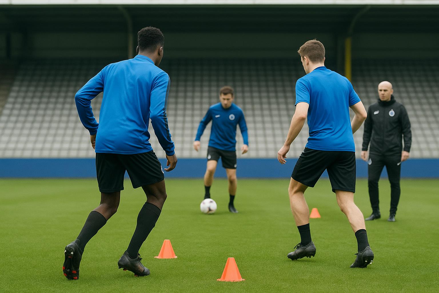 Trainingsmoment bij Club Brugge met focus op jeugdwerking en staf