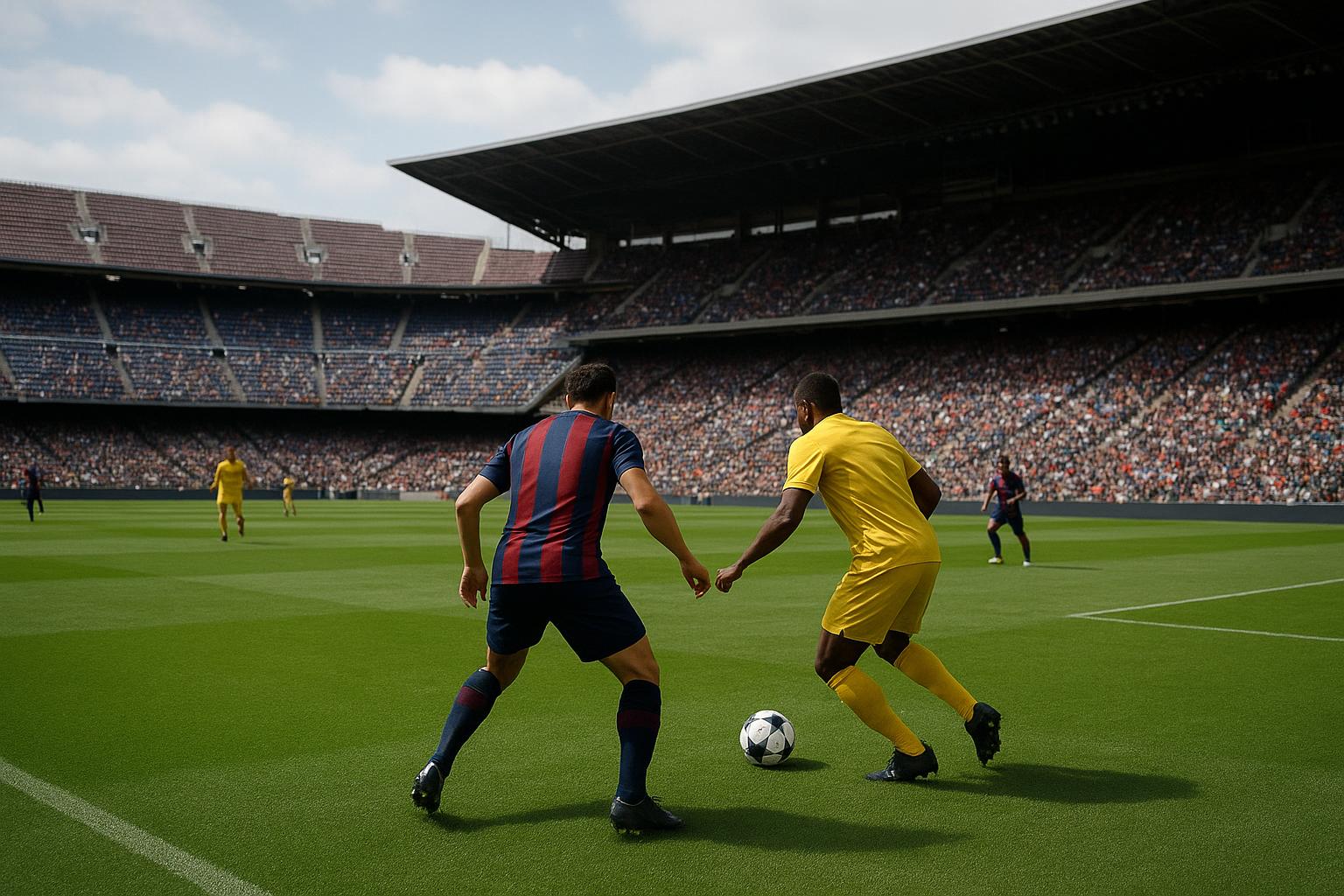 Sfeerbeeld in een stadion bij een oefenwedstrijd van FC Barcelona tegen Ajax