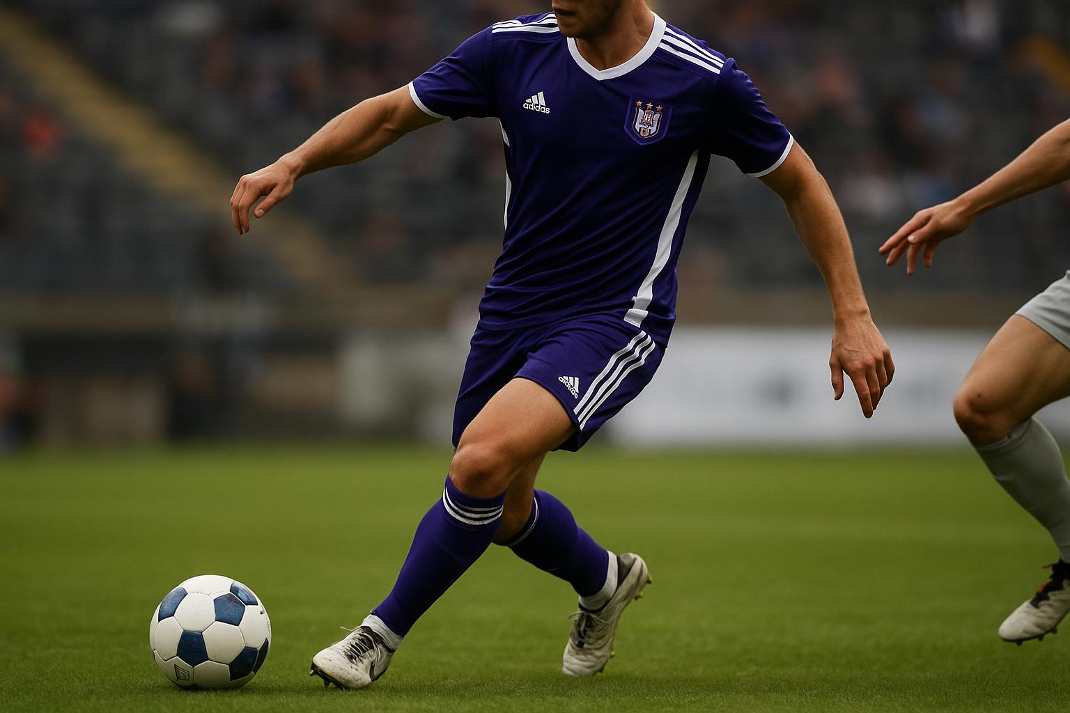 Yari Verschaeren in wedstrijdactie voor RSC Anderlecht.
